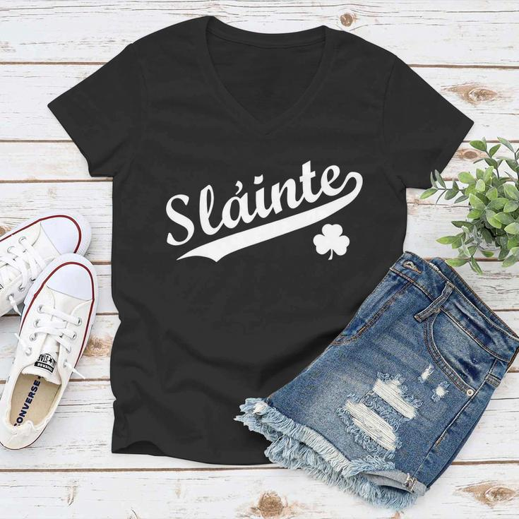 Team Slainte Irish Clover St Patricks Day Women V-Neck T-Shirt