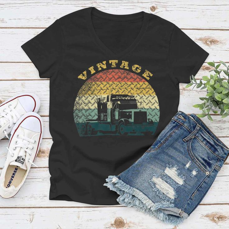 Trucker Truck Driver Vintage Trucker Women V-Neck T-Shirt