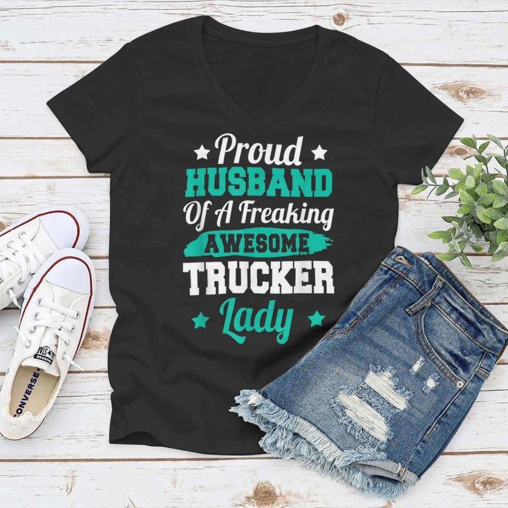 Trucker Trucking Truck Driver Trucker Husband Women V-Neck T-Shirt