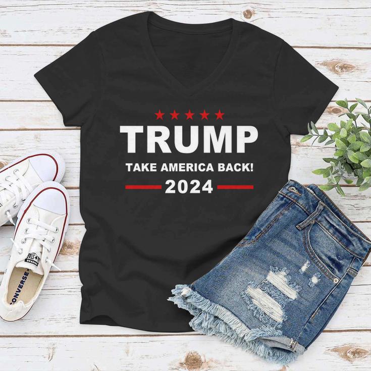 Trump 2024 Take America Back V2 Women V-Neck T-Shirt