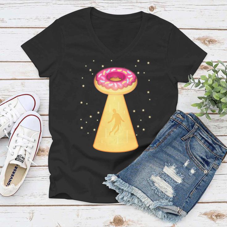 Ufo Donuts Women V-Neck T-Shirt