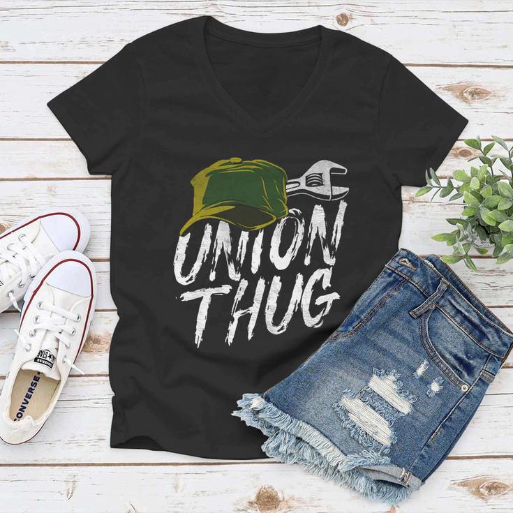 Union Thug Labor Day Skilled Union Laborer Worker Gift V2 Women V-Neck T-Shirt