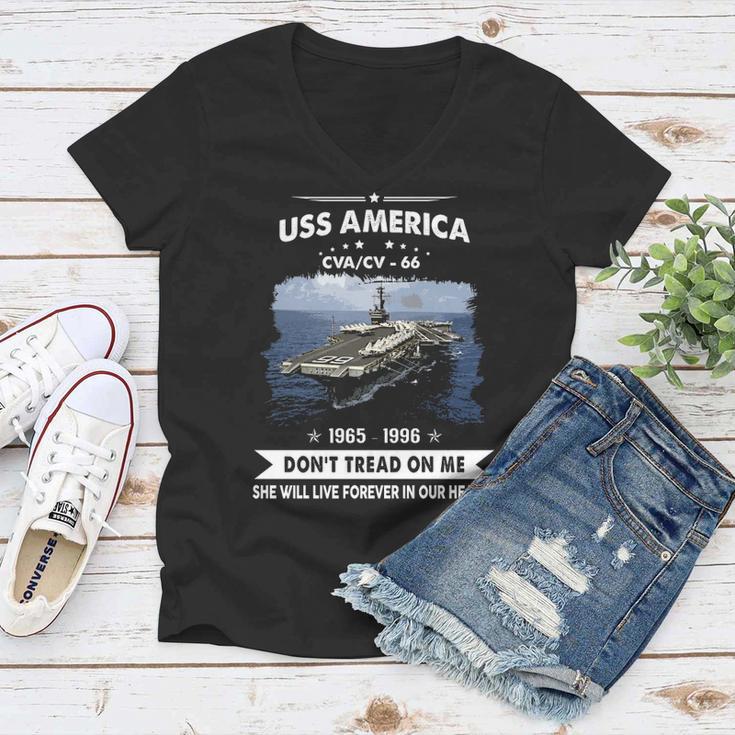 Uss America Cv 66 Cva 66 Front Women V-Neck T-Shirt