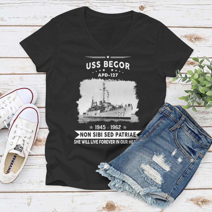 Uss Begor Apd Women V-Neck T-Shirt