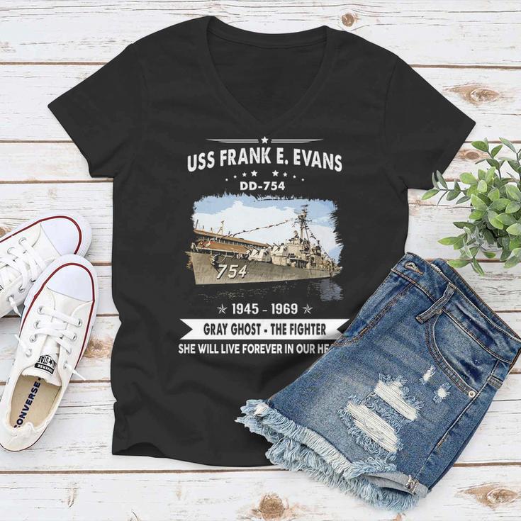 Uss Frank E Evans Dd Women V-Neck T-Shirt