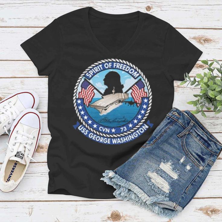 Uss George Washington Cvn V2 Women V-Neck T-Shirt