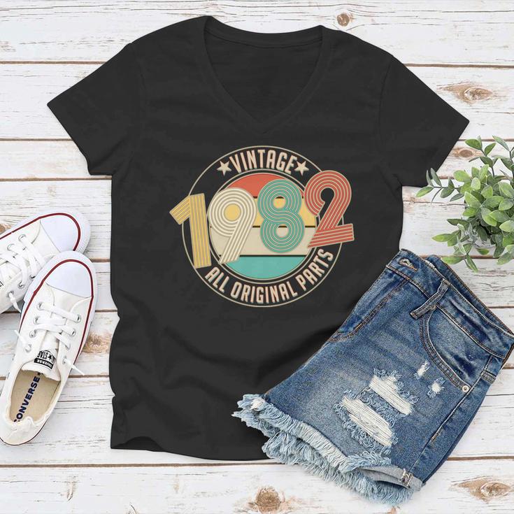 Vintage 1982 All Original Parts Emblem 40Th Birthday Women V-Neck T-Shirt