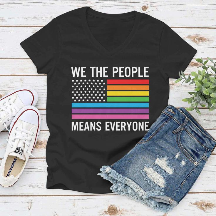 We The People Means Everyone Pride Month Lbgt Women V-Neck T-Shirt