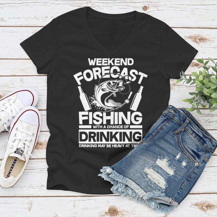 Weekend Forecast Fishing And Drinking Women V-Neck T-Shirt