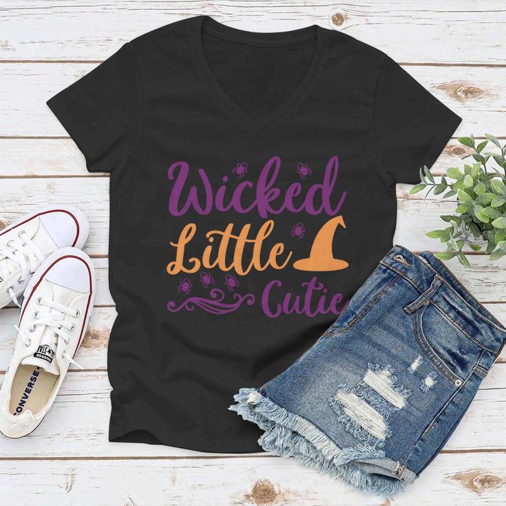 Wicked Little Cutie Halloween Quote Women V-Neck T-Shirt