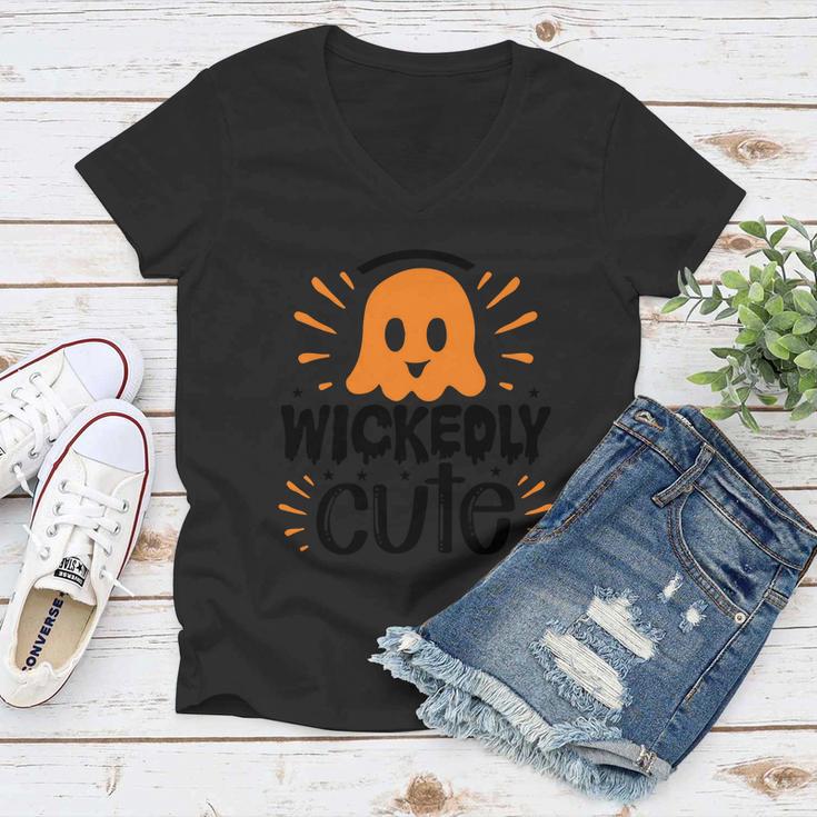 Wickedly Cute Boo Halloween Quote Women V-Neck T-Shirt