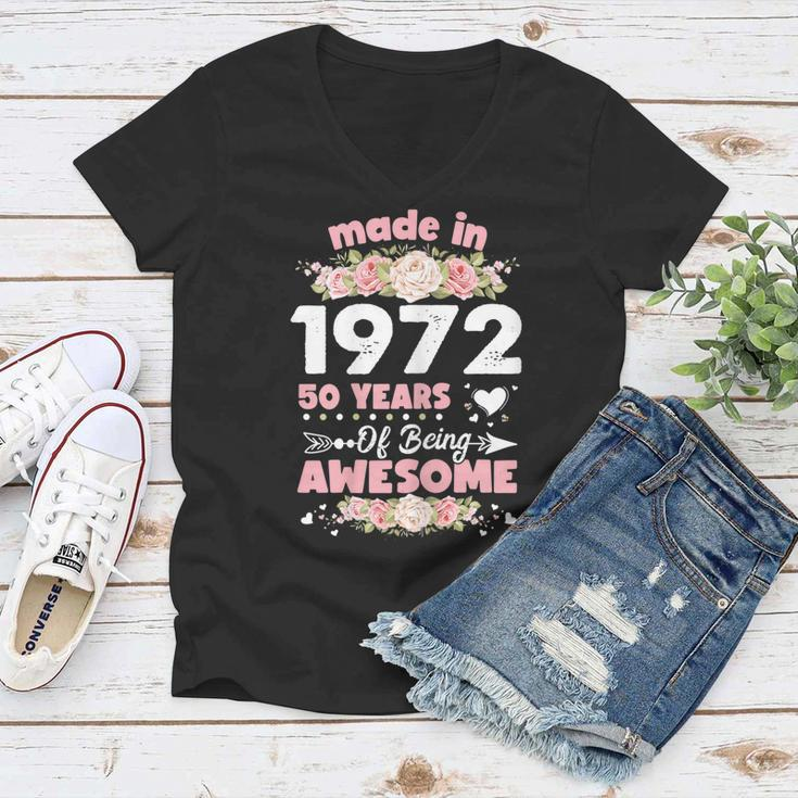 Womens 50 Years Old Gifts 50Th Birthday Born In 1972 Women Girls Women V-Neck T-Shirt