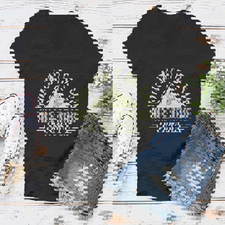 You Cant Be Sad While Riding A Bicycle Mtb Mountain Bike Quote Women V-Neck T-Shirt You Cant Be Sad While Riding A Bicycle Mtb Mountain Bike Quote Women V-Neck T-Shirt