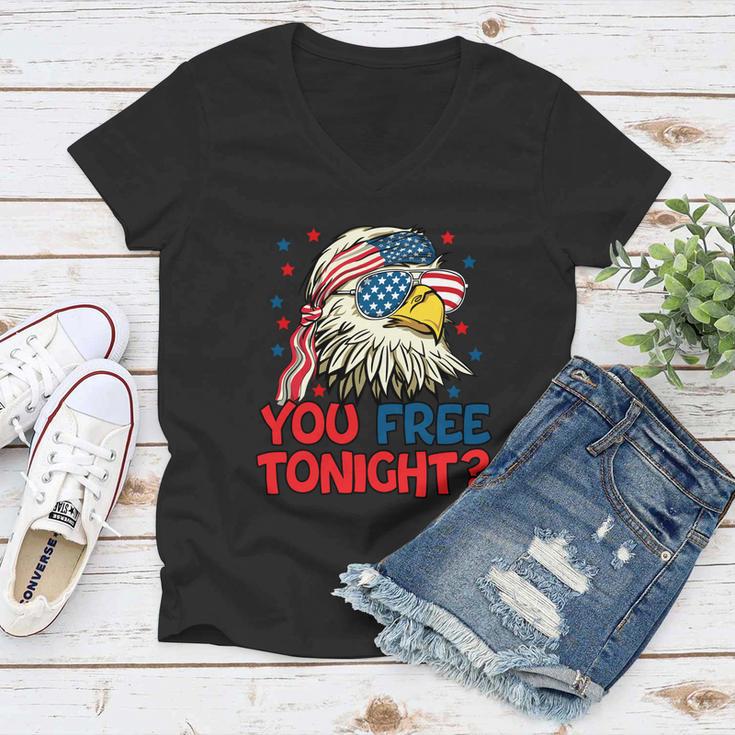 You Free Tonight Bald Eagle Mullet Usa Flag 4Th Of July Gift Women V-Neck T-Shirt