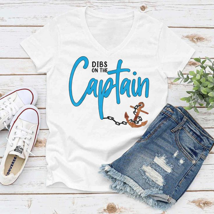 Dibs On The Captain Fire Captain Wife Girlfriend Sailing Women V-Neck T-Shirt