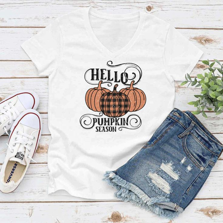 Hello Pumpkin Season Fall V2 Women V-Neck T-Shirt