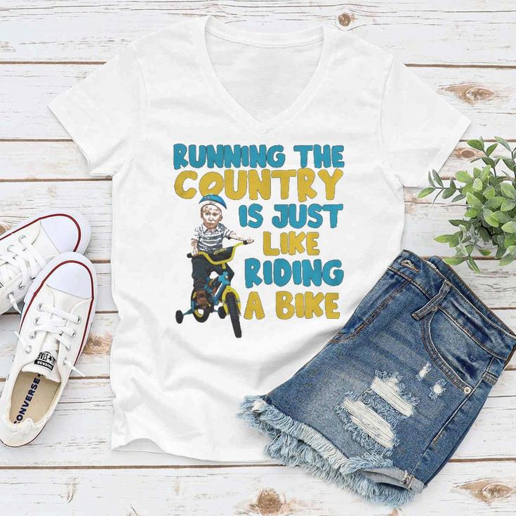 Joe Biden Running The Country Is Like Riding A Bike Women V-Neck T-Shirt
