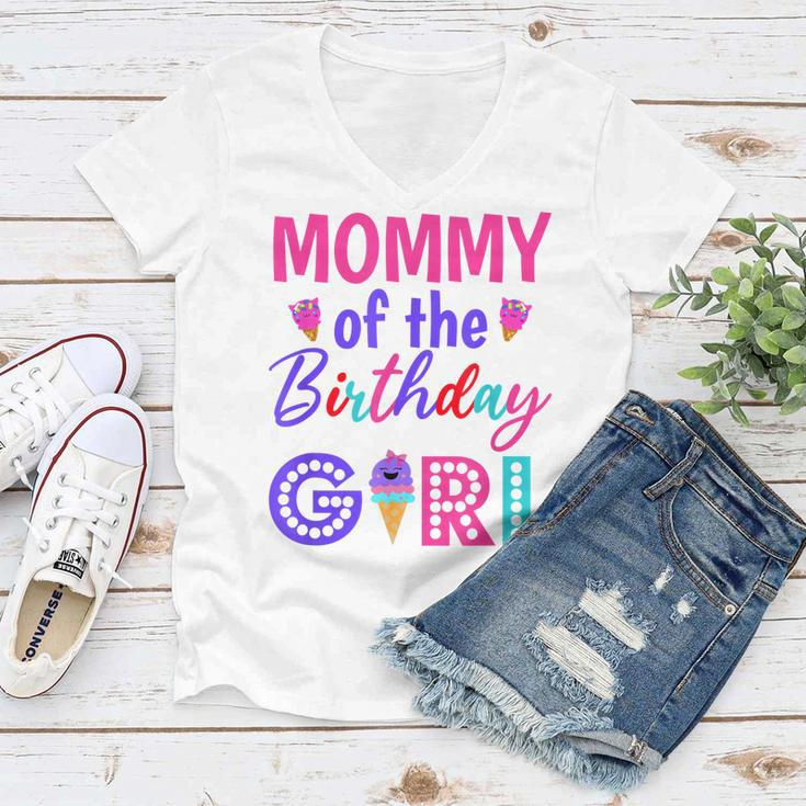 Mommy Of The Birthday Girl Mom Ice Cream First Birthday Women V-Neck T-Shirt
