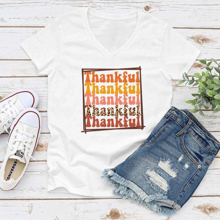Thankful Thankful Thankful Fall Best Gift Women V-Neck T-Shirt