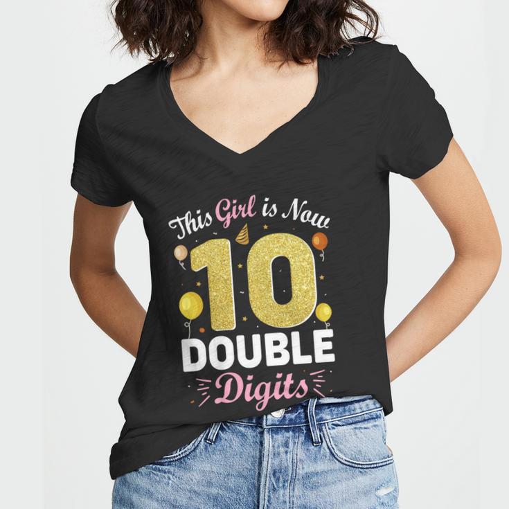 10Th Birthday Party This Girl Is Now 10 Double Digits Cute Gift Women V-Neck T-Shirt