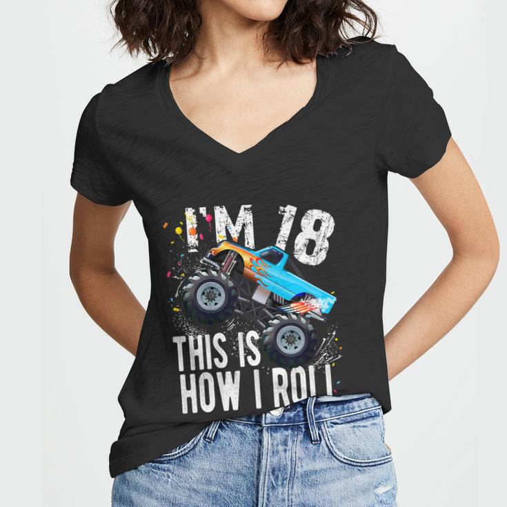 18 Year Old Gift Cool 18Th Birthday Boy Gift For Monster Truck Car Lovers Women V-Neck T-Shirt