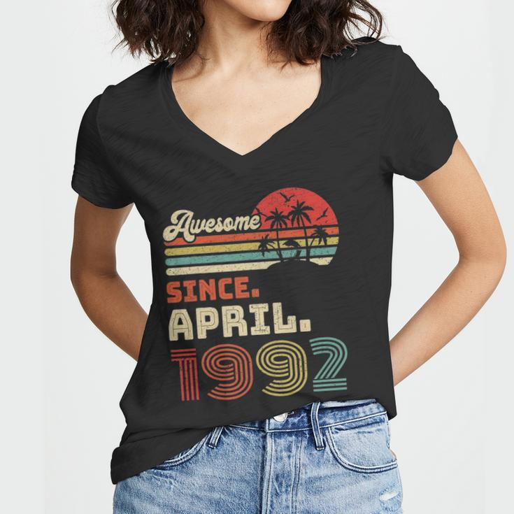 31 Years Old Awesome Since April 1992 31St Birthday Women V-Neck T-Shirt
