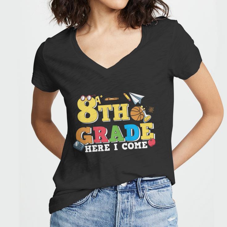 8Th Grade Here I Come 1St Day Of School Premium Plus Size Shirt For Teacher Kids Women V-Neck T-Shirt