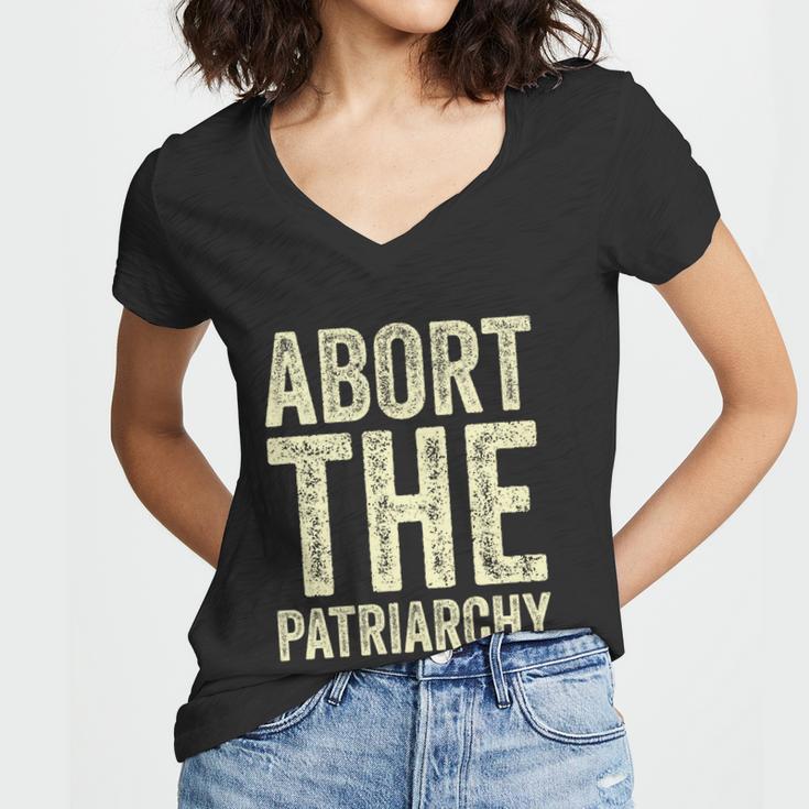 Abort The Patriarchy Vintage Feminism Reproduce Dignity Women V-Neck T-Shirt