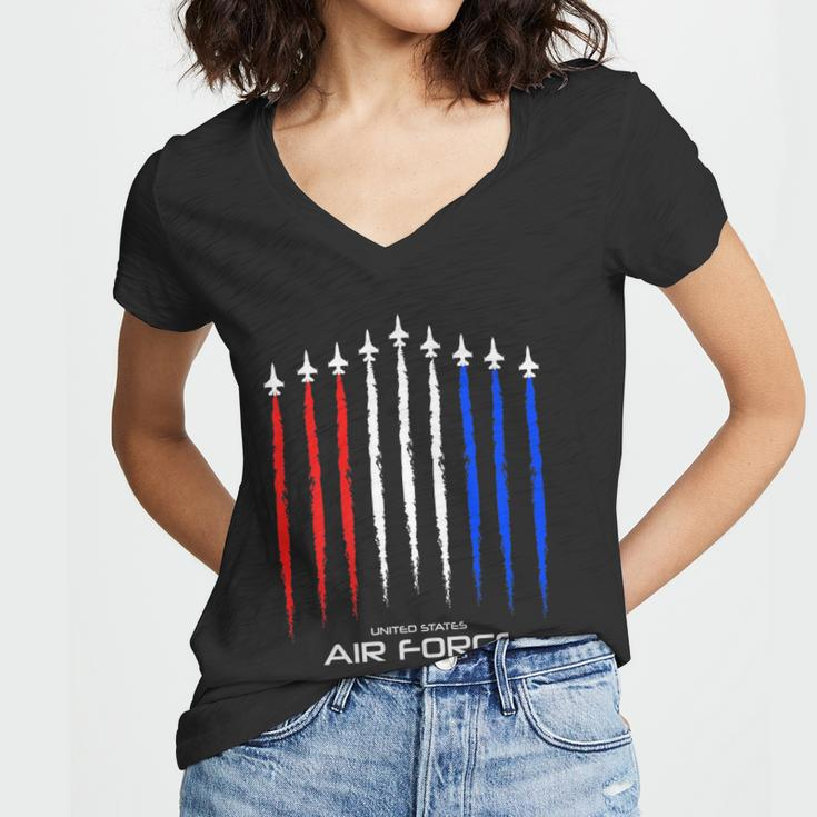 Air Force Us Veterans 4Th Of July Great Gift American Flag Meaningful Gift Women V-Neck T-Shirt