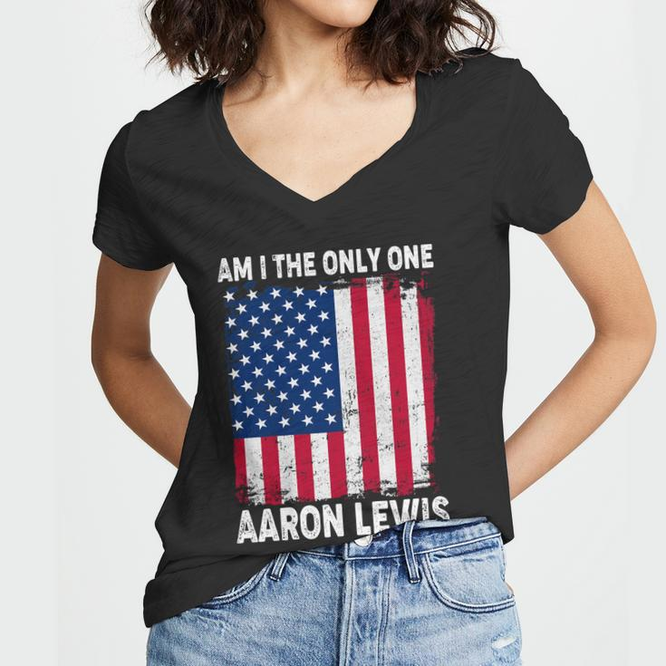 Am I The Only One Aaron Lewis Distressed Usa American Flag Women V-Neck T-Shirt