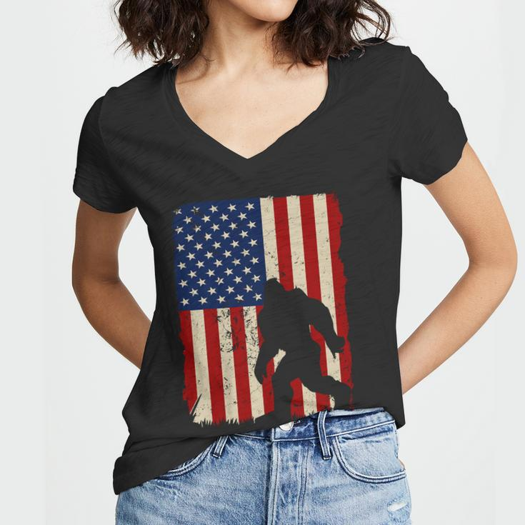 American Flag Gorilla Plus Size 4Th Of July Graphic Plus Size Shirt For Men Wome Women V-Neck T-Shirt