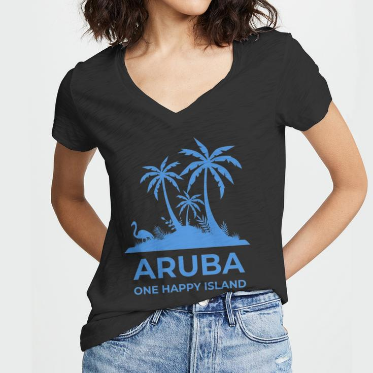 Aruba One Happy Island V2 Women V-Neck T-Shirt