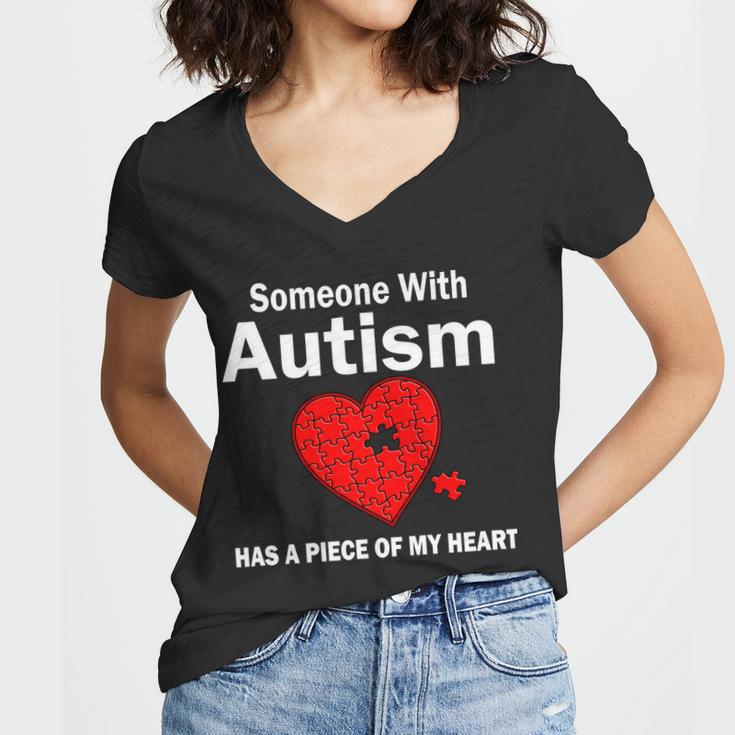 Autism Has A Piece Of My Heart Tshirt Women V-Neck T-Shirt