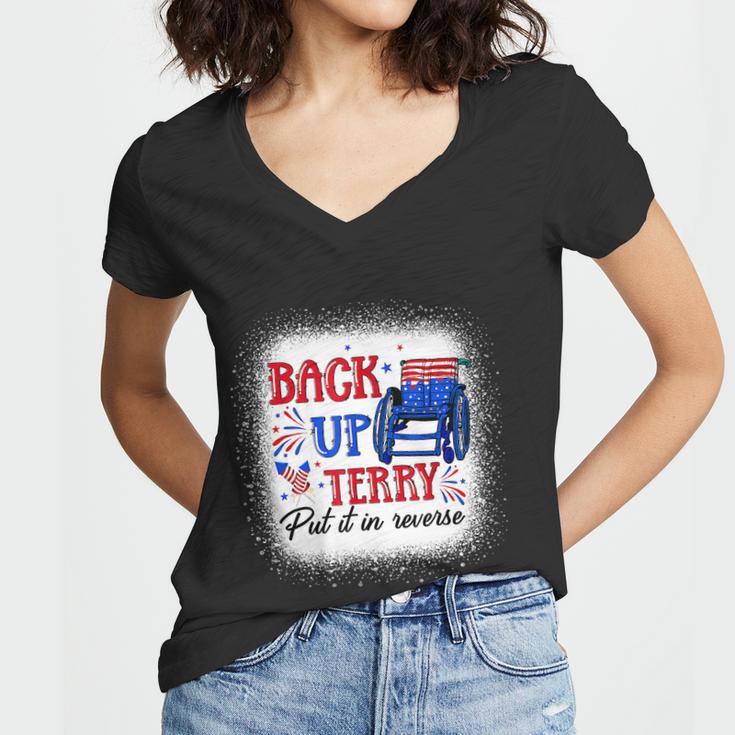 Back Up Terry Put It In Reverse 4Th Of July American Flag Women V-Neck T-Shirt