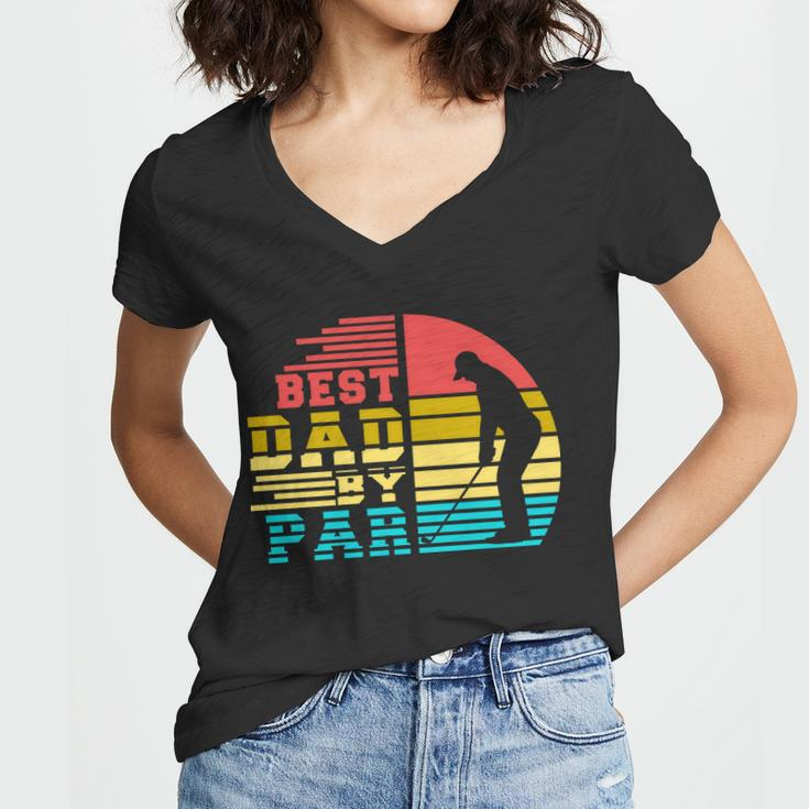 Best Dad By Par Retro Sunset Tshirt Women V-Neck T-Shirt