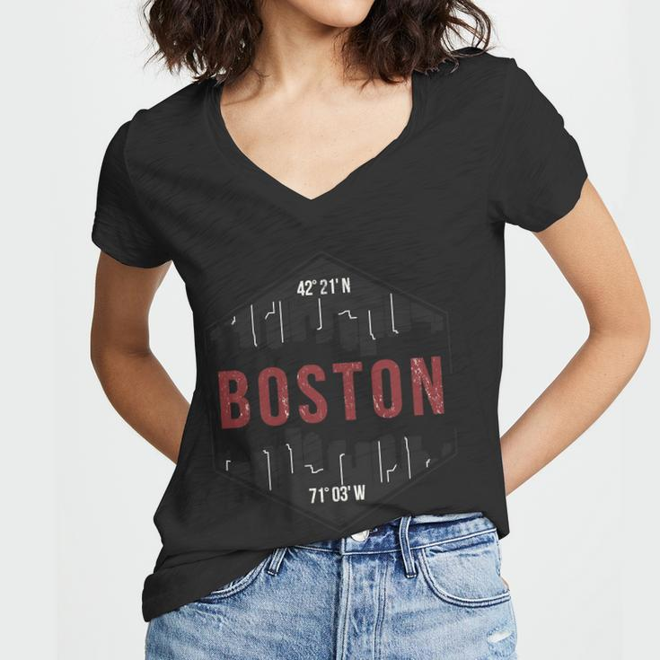 Boston Skyline V2 Women V-Neck T-Shirt