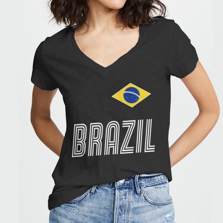 Brazil Soccer Team Jersey Flag Women V-Neck T-Shirt