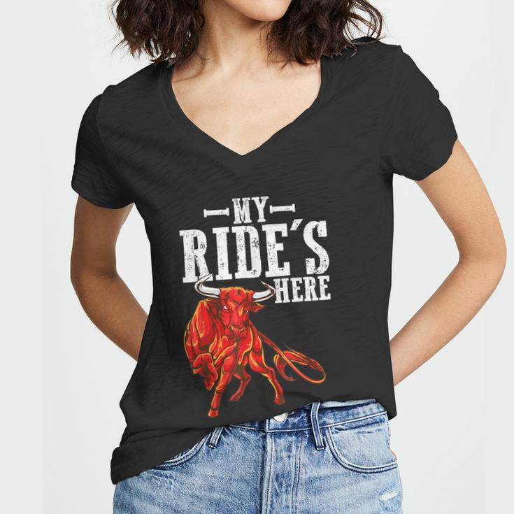 Bull Riding Pbr Rodeo Bull Riders For Western Ranch Cowboys Women V-Neck T-Shirt