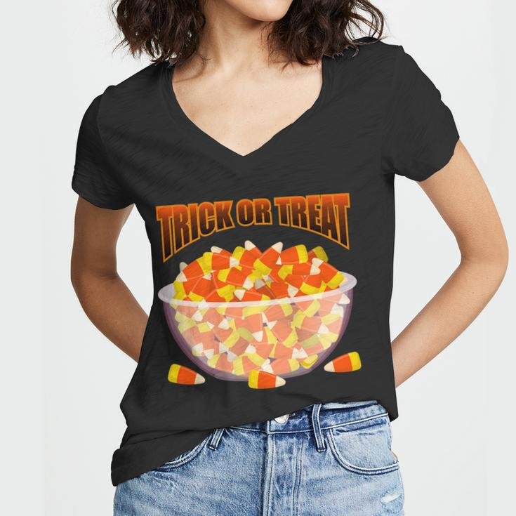 Candy Corn Trick Or Treat Halloween Tshirt Women V-Neck T-Shirt