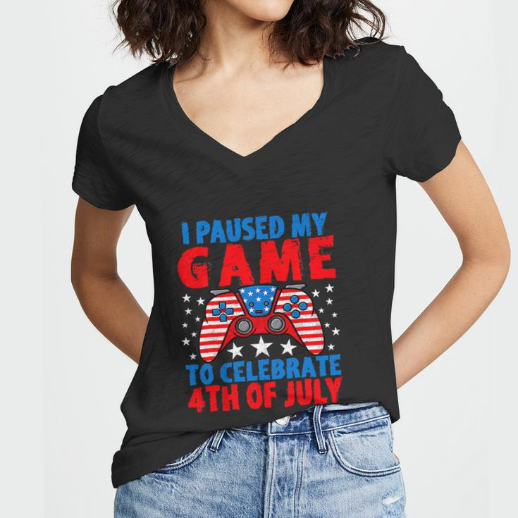 Celebrate 4Th Of July Gamer Funny Fourth Women V-Neck T-Shirt