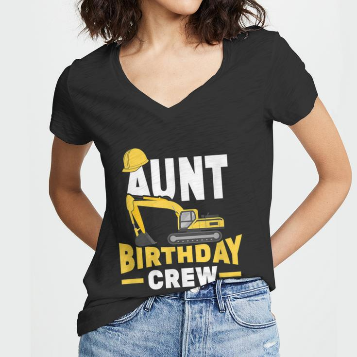 Construction Birthday Party Digger Aunt Birthday Crew Graphic Design Printed Casual Daily Basic Women V-Neck T-Shirt