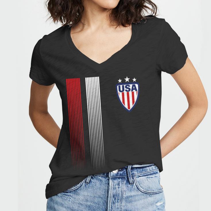 Cool Usa Soccer Jersey Stripes Tshirt Women V-Neck T-Shirt