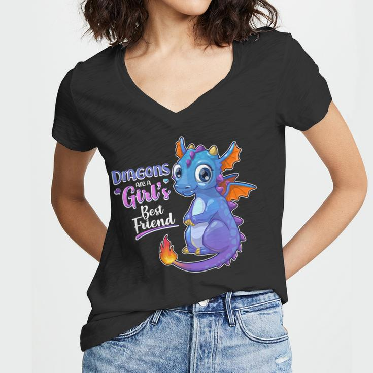 Cute Dragons Are A Girls Best Friend Women V-Neck T-Shirt