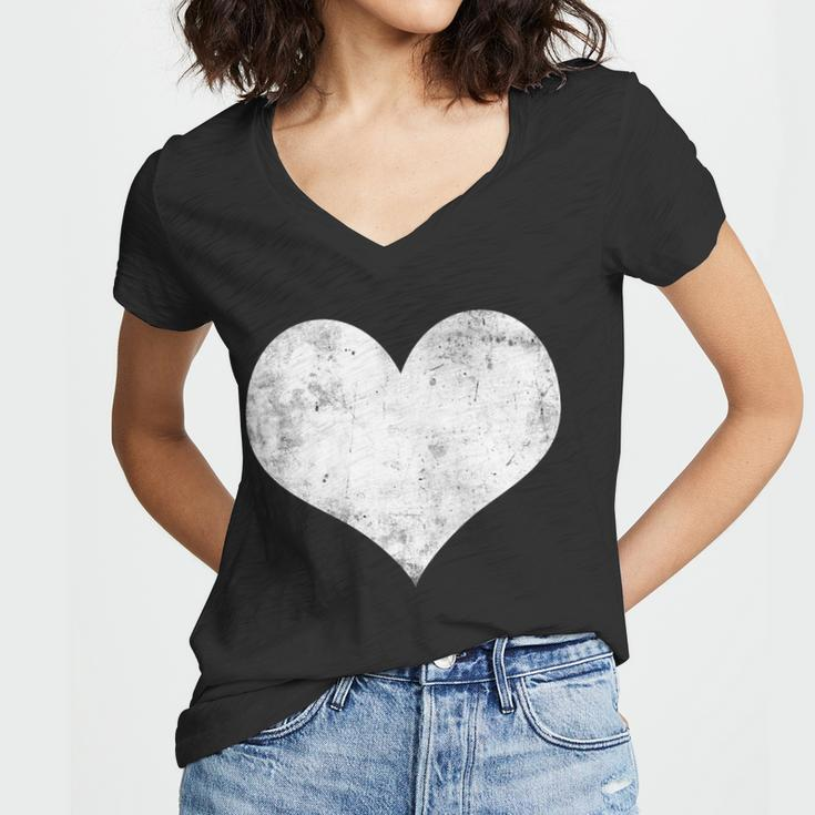 Cute Heart Valentines Day Vintage Distressed Women V-Neck T-Shirt