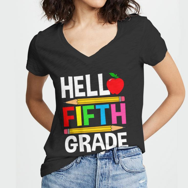 Cute Hello Fifth Grade Outfit Happy Last Day Of School Funny Gift Women V-Neck T-Shirt