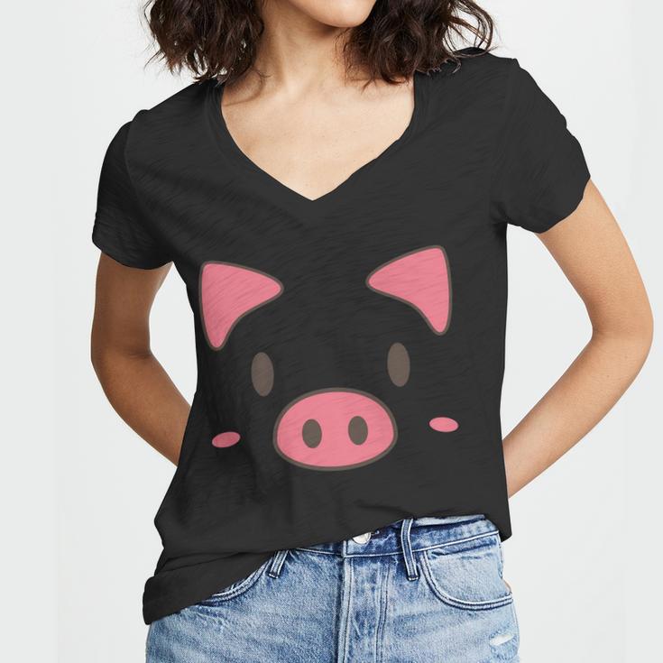 Cute Piggy Face Halloween Costume Women V-Neck T-Shirt