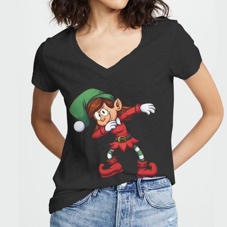 Dabbing Elf Cute Funny Christmas Tshirt Women V-Neck T-Shirt