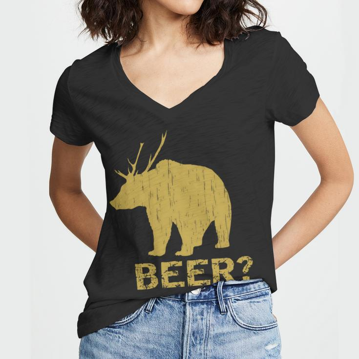 Deer Bear Beer Moose Elk Hunting Funny Tshirt Women V-Neck T-Shirt