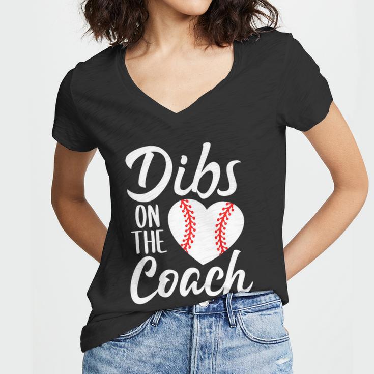 Dibs On The Coach Funny Baseball Heart Cute Mothers Day Tshirt Women V-Neck T-Shirt