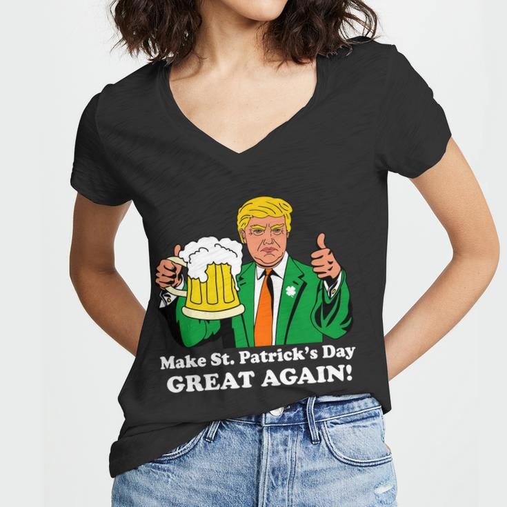 Donald Trump Make St Patricks Day Great Again Beer Drinking Women V-Neck T-Shirt